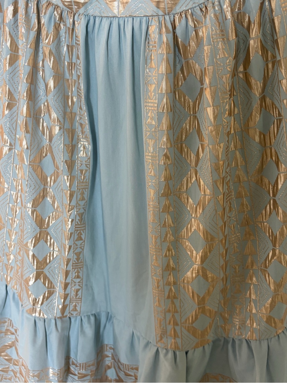 Halter Maxi Dress in Light Blue with Gold Accents - Picture 2 of 6